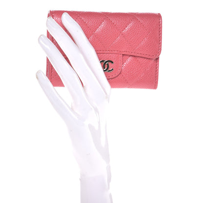 Chanel Caviar Quilted Flap Card Holder Pink 2 of 9
