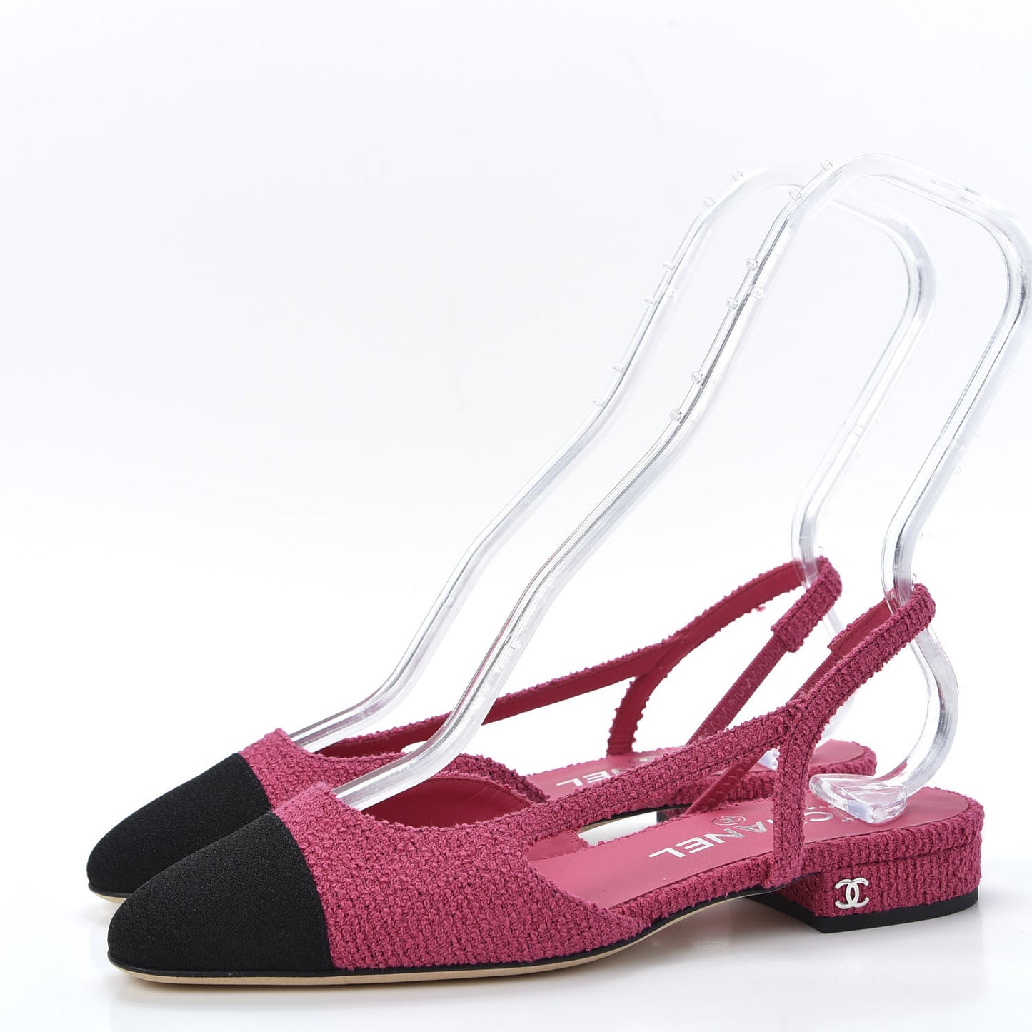 Tweed Cap Toe CC Slingback Flat 36 Pink