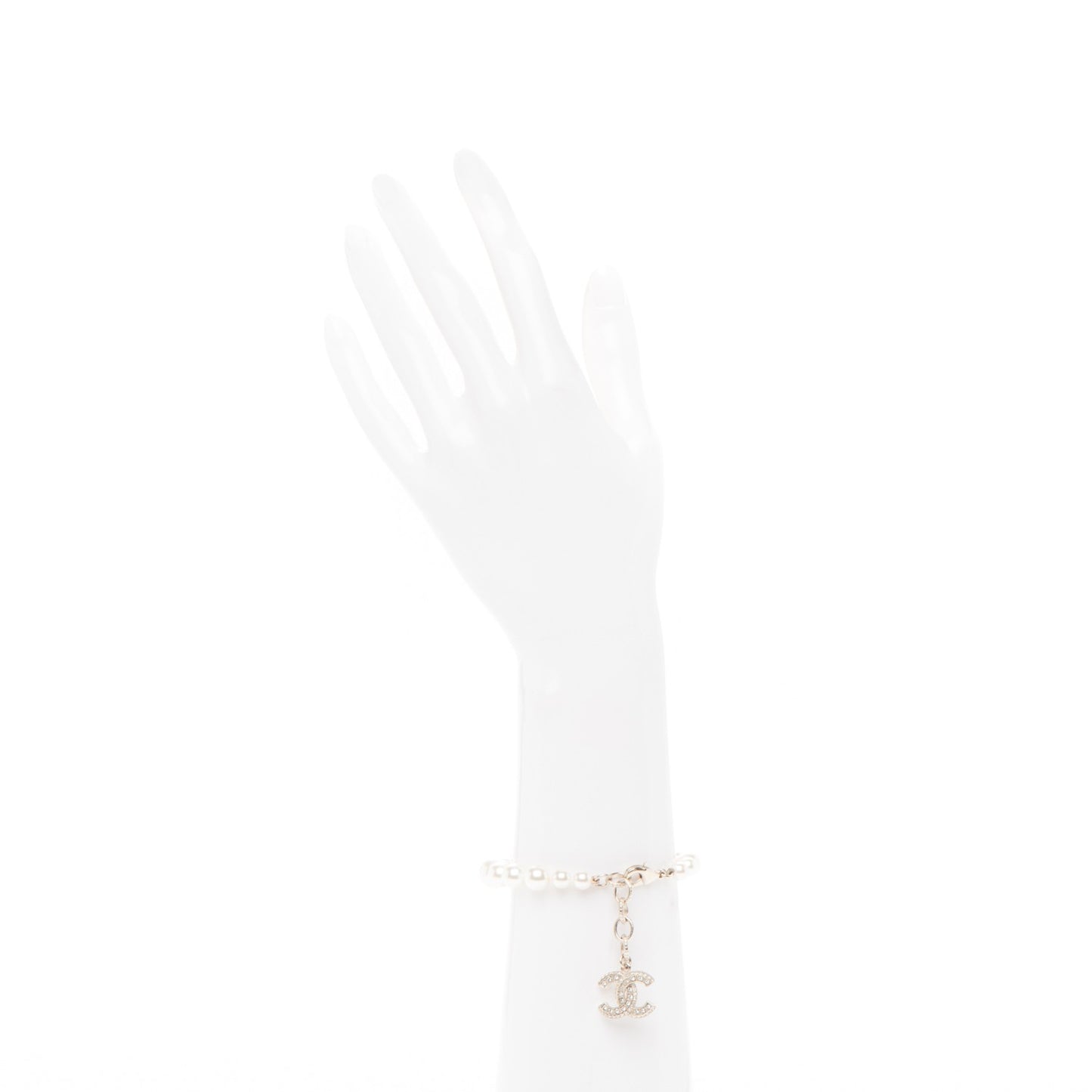 Pearl Baguette Crystal CC Bracelet Gold