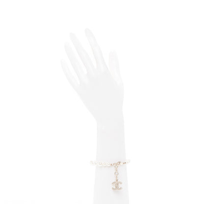 Chanel Pearl Baguette Crystal CC Bracelet Gold 2 of 6