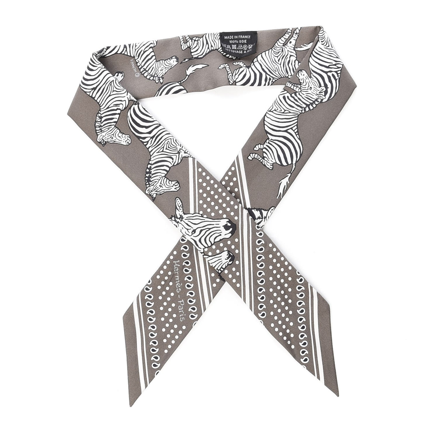 Silk Les Zebres Twilly Gris Taupe Black White