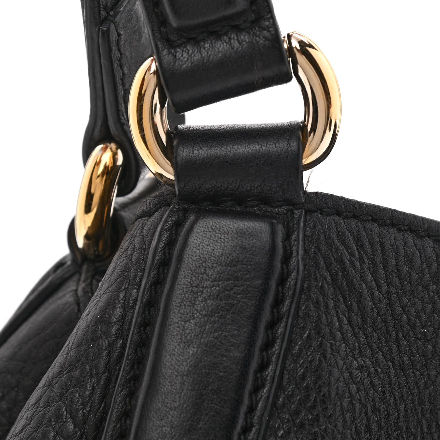 Pebbled Calfskin Medium Soho Shoulder Bag Black