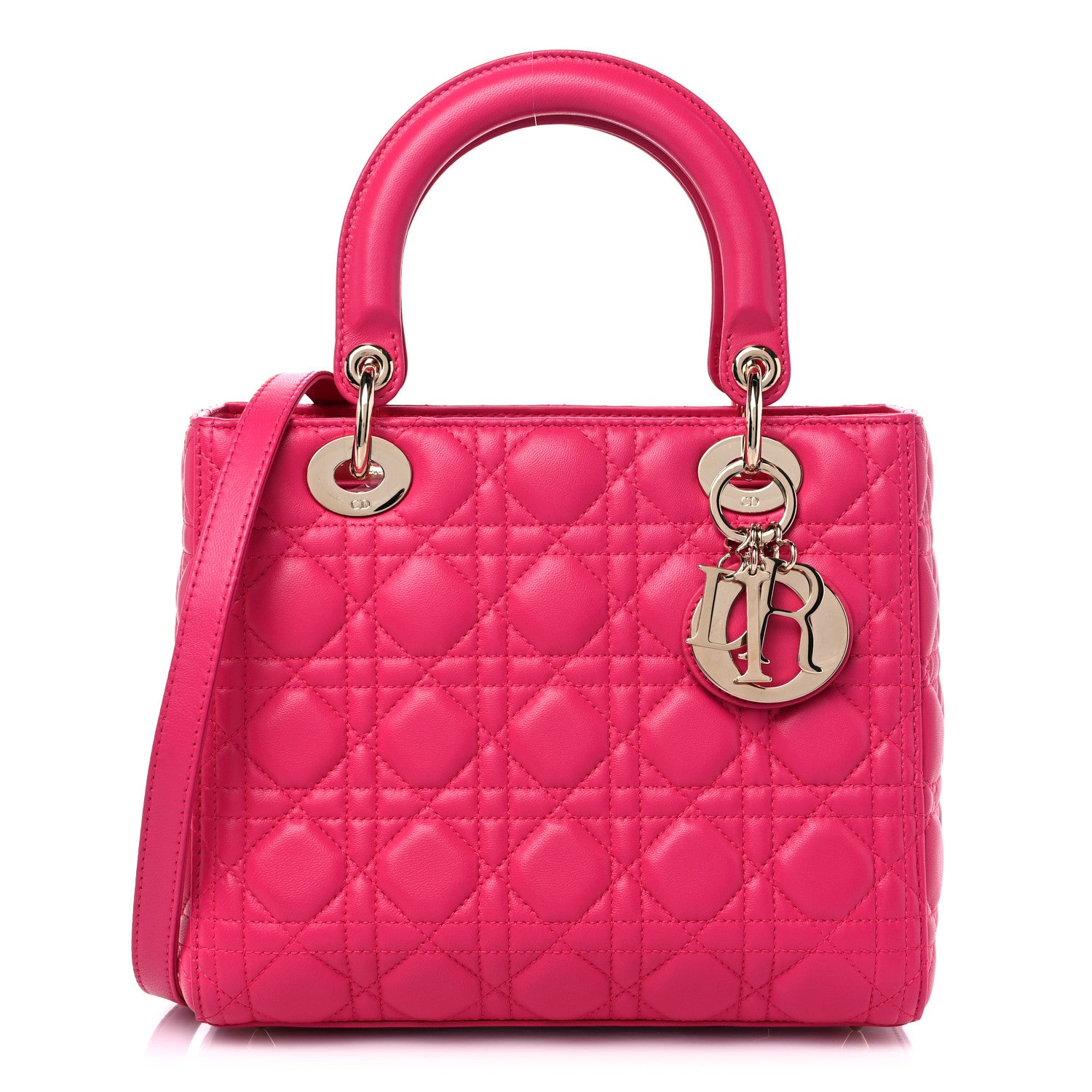 Christian Dior Lambskin Cannage Medium Lady Dior Fuchsia 1 of 10