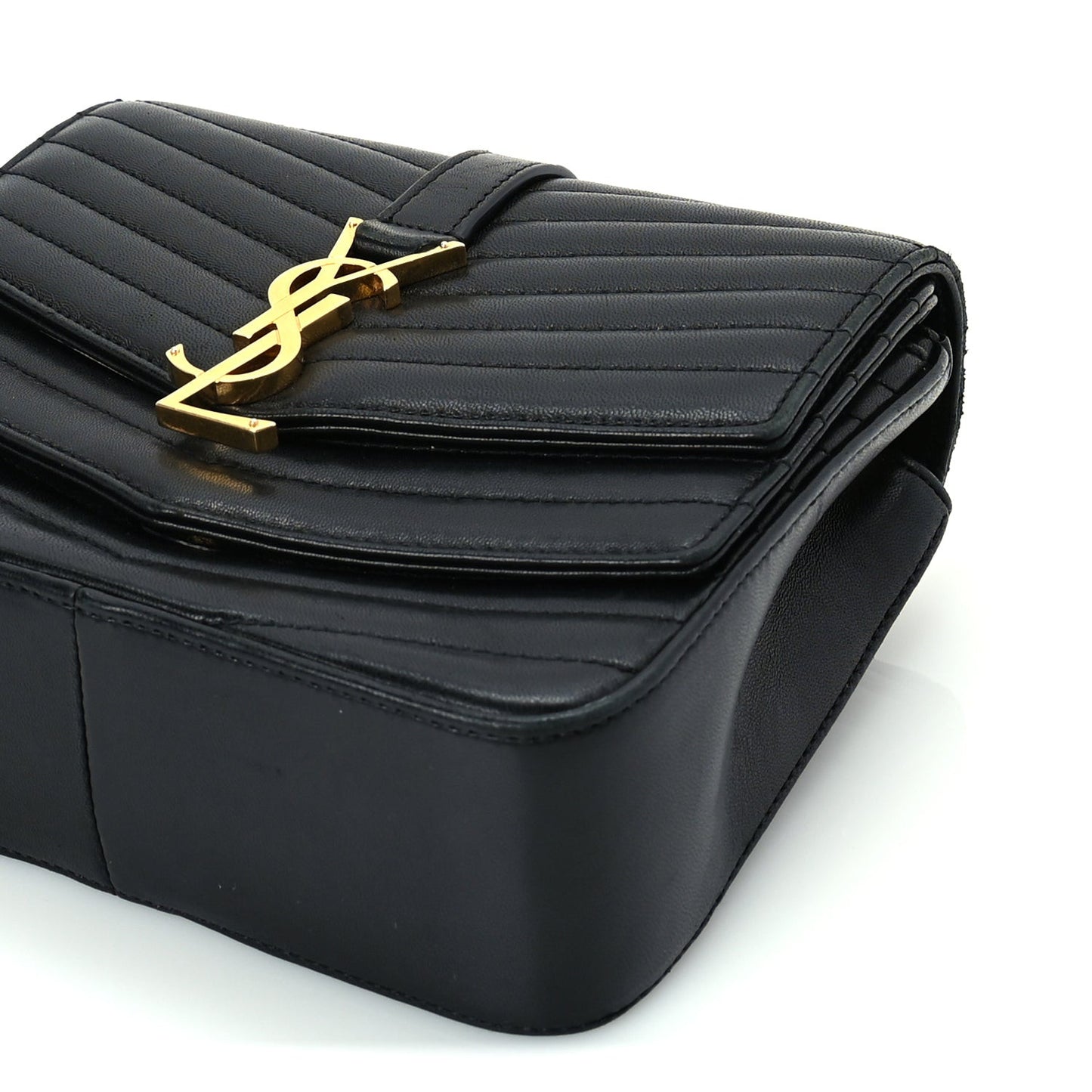 Lambskin Matelasse Chevron Monogram Small Sulpice Bag Black