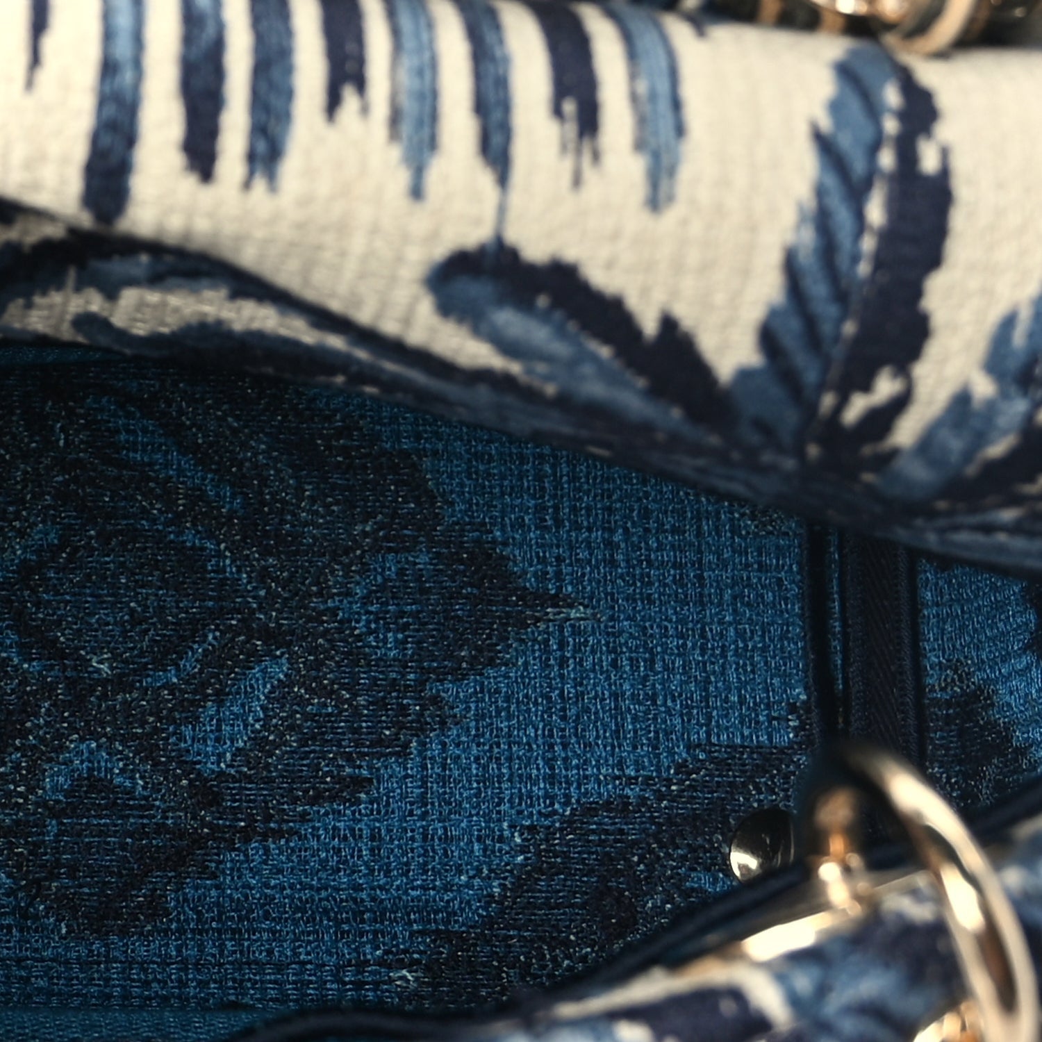 Christian Dior Canvas Embroidered Palm Tree Toile De Jouy Medium Lady D-Lite Blue 4 of 8