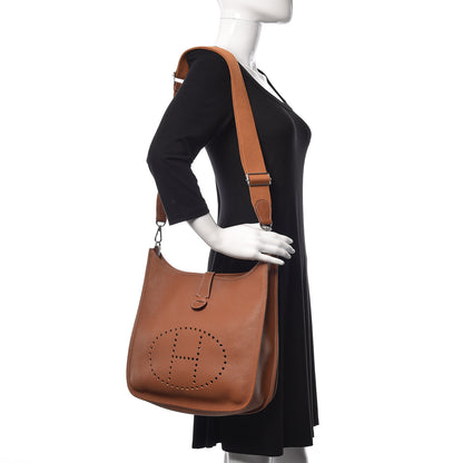 Hermes Taurillon Clemence Evelyne III PM Gold 2 of 11