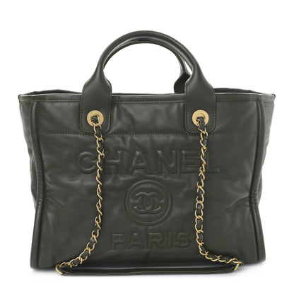 Chanel Calfskin Small Deauville Tote Khaki 3 of 10