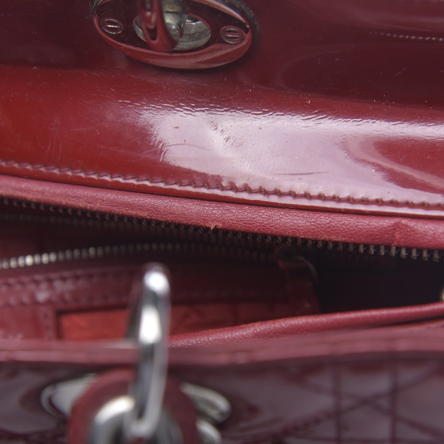 Christian Dior Patent Cannage Large Lady Dior Red 8 of 14