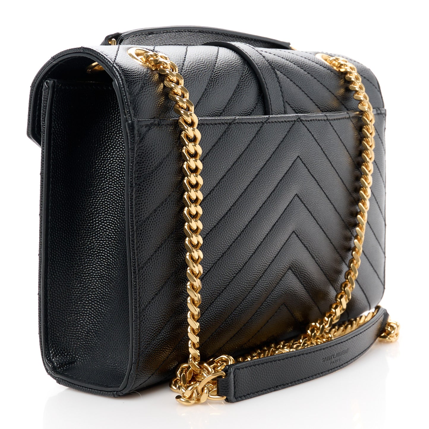 Grain De Poudre Matelasse Chevron Medium Monogram Satchel Black