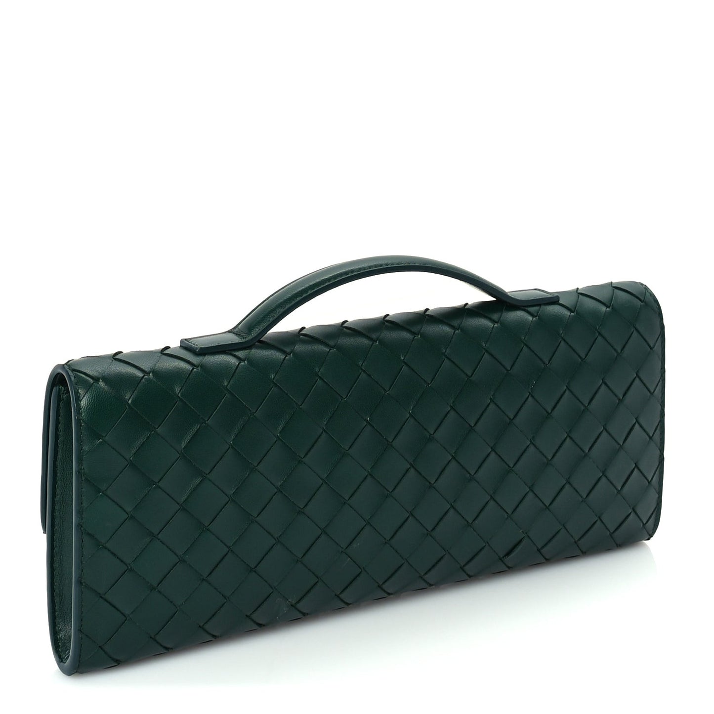 Nappa Intrecciato Long Andiamo Top Handle Clutch  Emerald Green