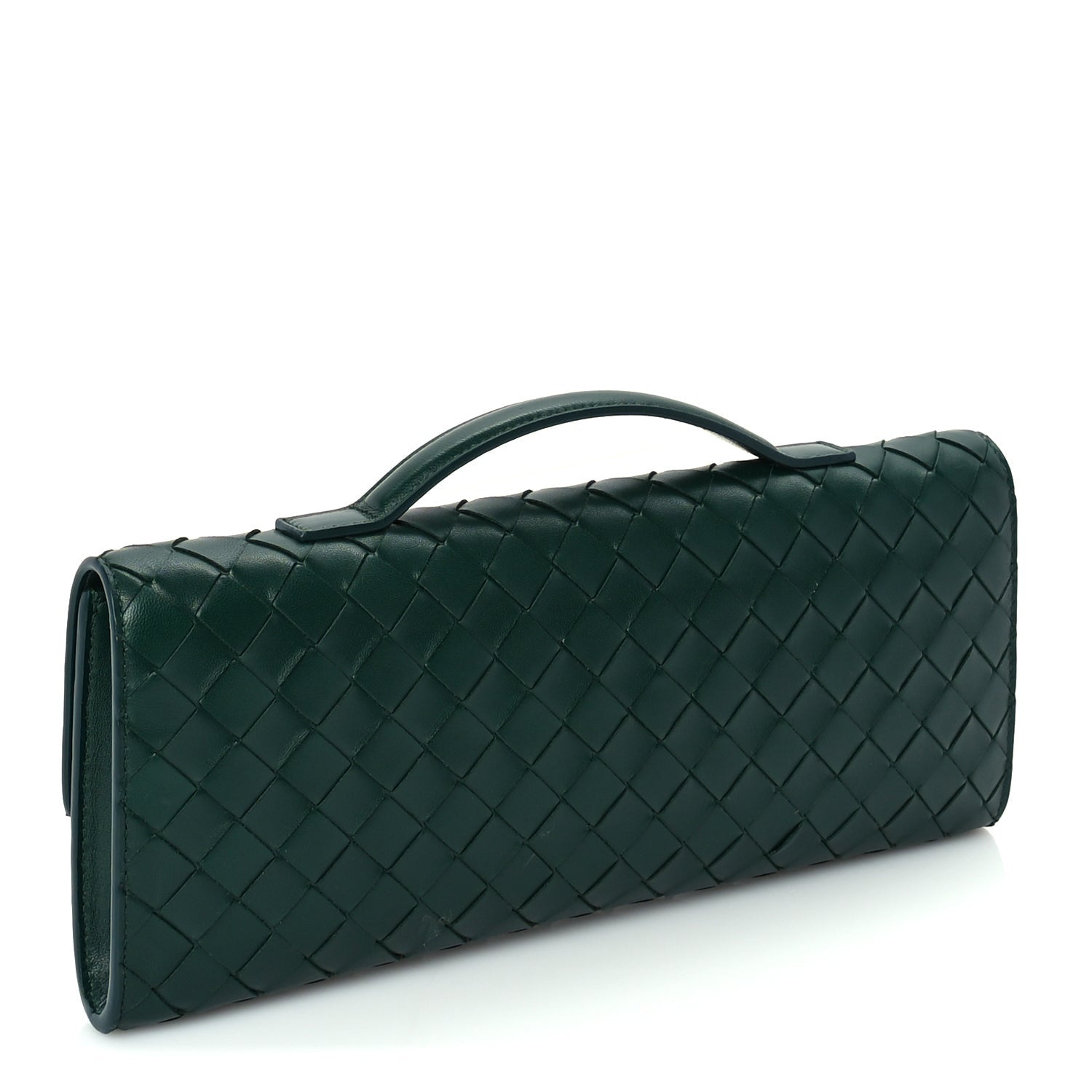 Bottega Veneta Nappa Intrecciato Long Andiamo Top Handle Clutch  Emerald Green 2 of 8