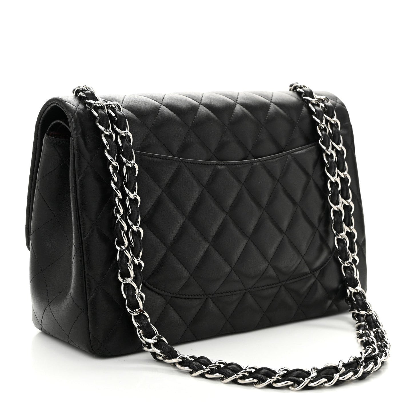 Lambskin Quilted Jumbo Double Flap Black