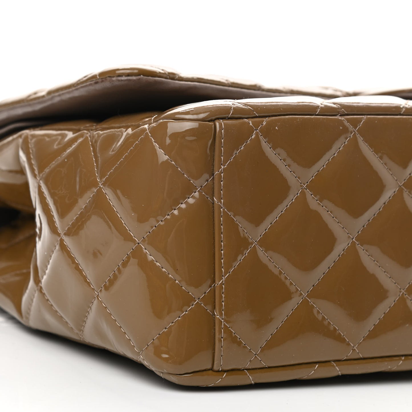 Patent Calfskin Quilted Maxi Double Flap Grey