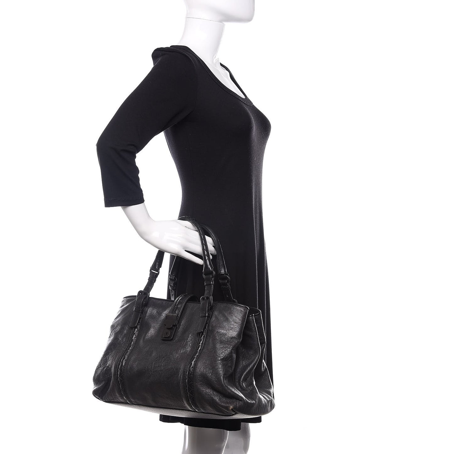 Grained Lambskin Medium Roma Tote Black