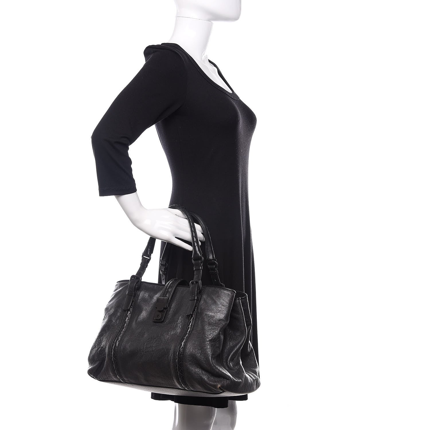 Bottega Veneta Grained Lambskin Medium Roma Tote Black 2 of 10