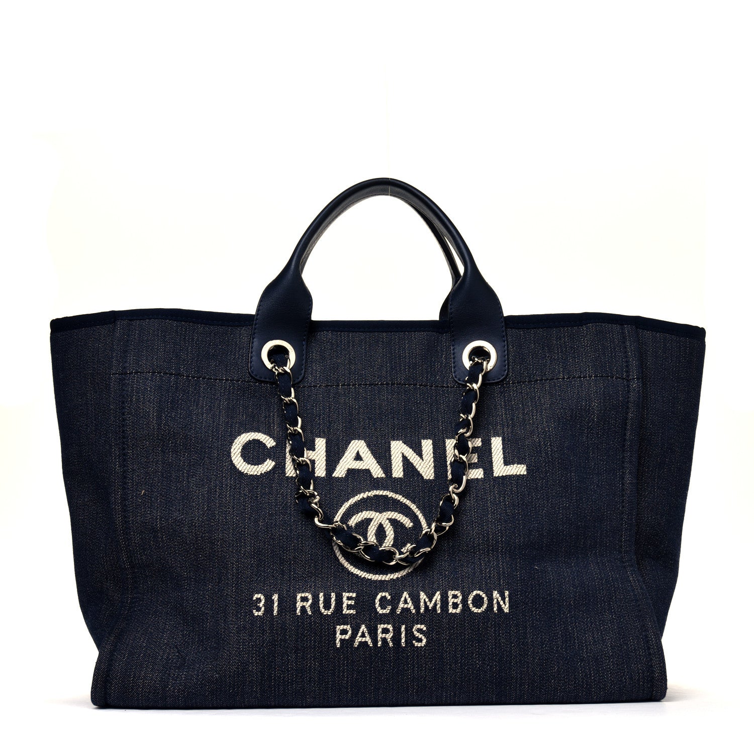 Chanel Denim Medium Deauville Tote Dark Blue 1 of 12