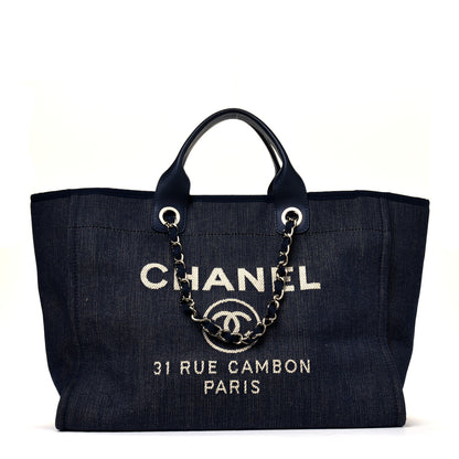 Chanel Denim Medium Deauville Tote Dark Blue 1 of 12