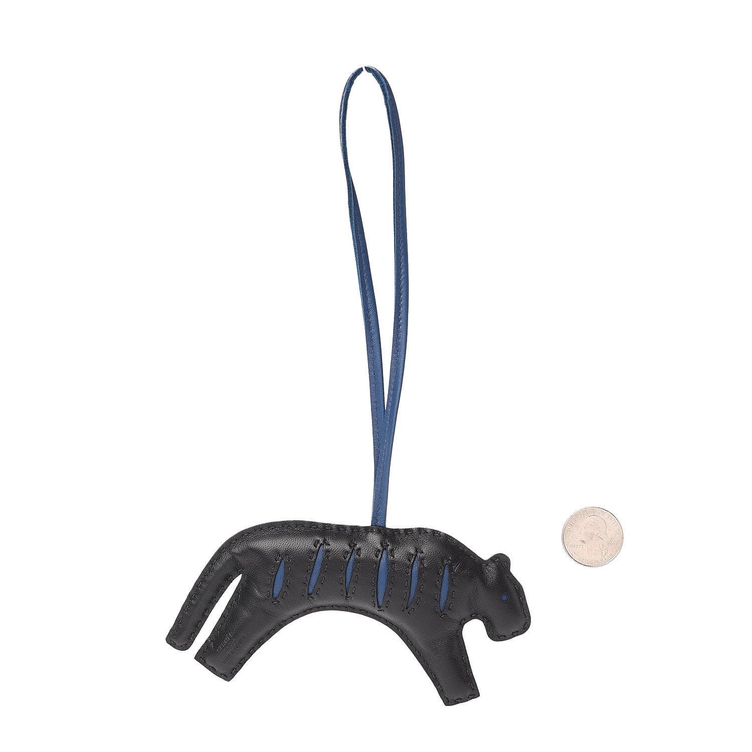 Hermes Milo Lambskin Rooroo Bag Charm Black Bleu de Malte 2 of 4
