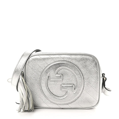 Gucci Metallic Sakai Be Green Calfskin Diagonal Stitched Small Blondie Shoulder Bag Silver 1 of 7