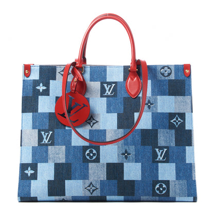 Louis Vuitton Denim Damier Monogram Onthego Blue Rouge 1 of 9