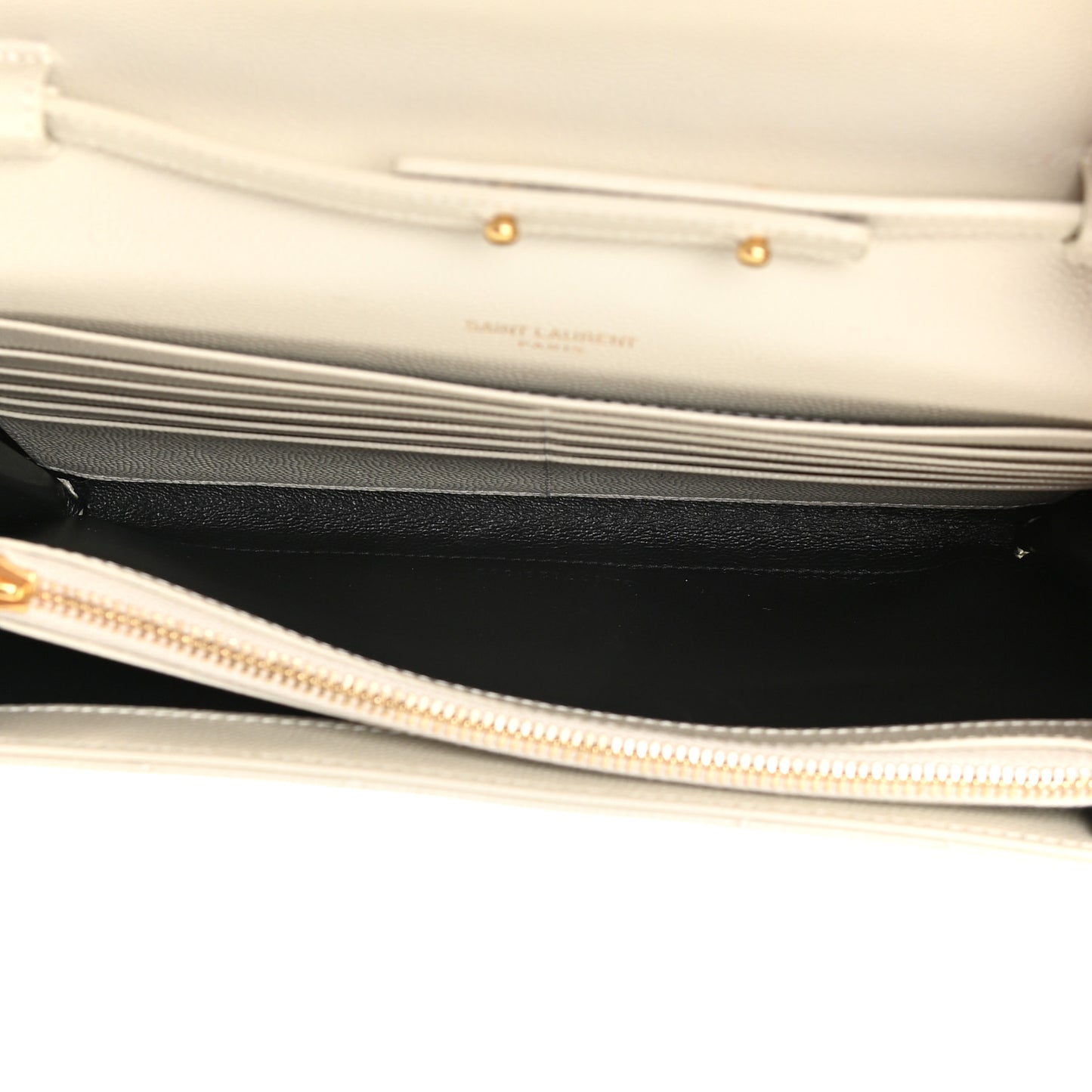 Grain De Poudre Matelasse Chevron Monogram Chain Wallet Crema Soft