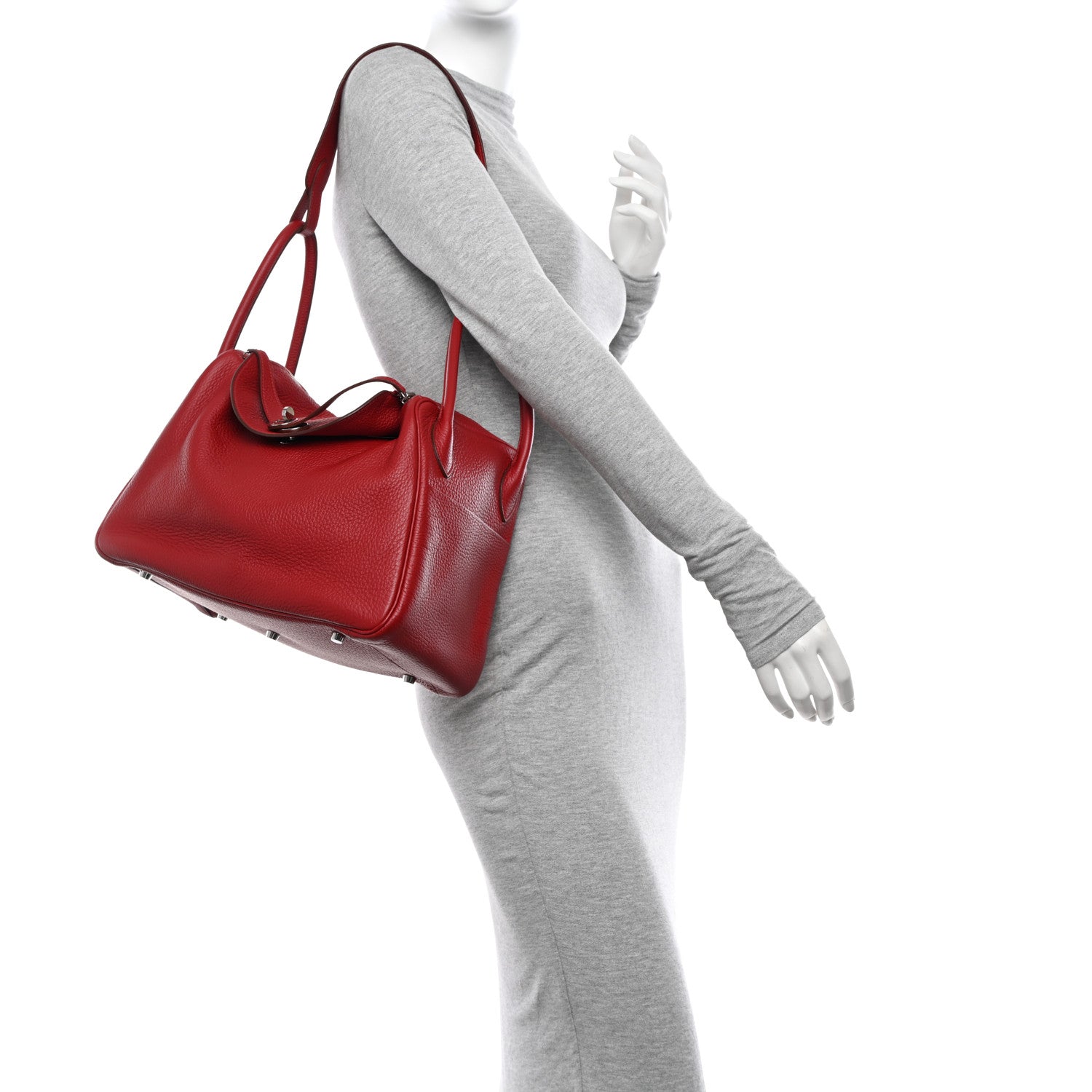 Hermes Taurillon Clemence Lindy 34 Rouge Vif 2 of 10