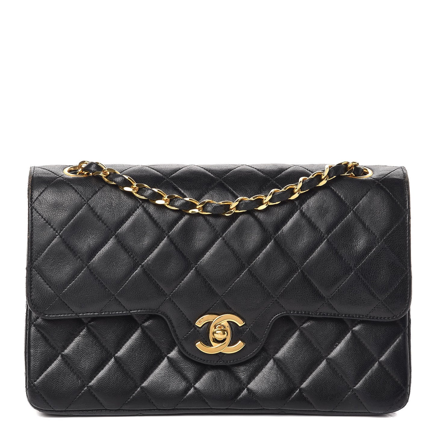 Lambskin Quilted Small Double Flap Black