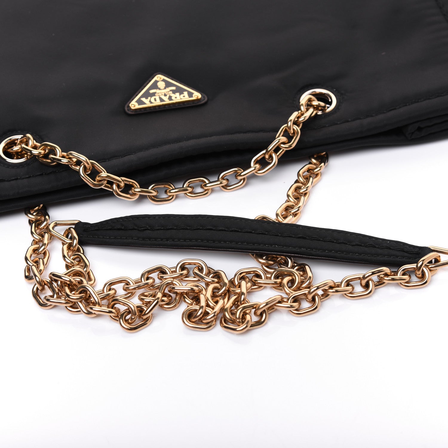 Prada Tessuto Nylon Chain Shoulder Bag Black 12 of 12