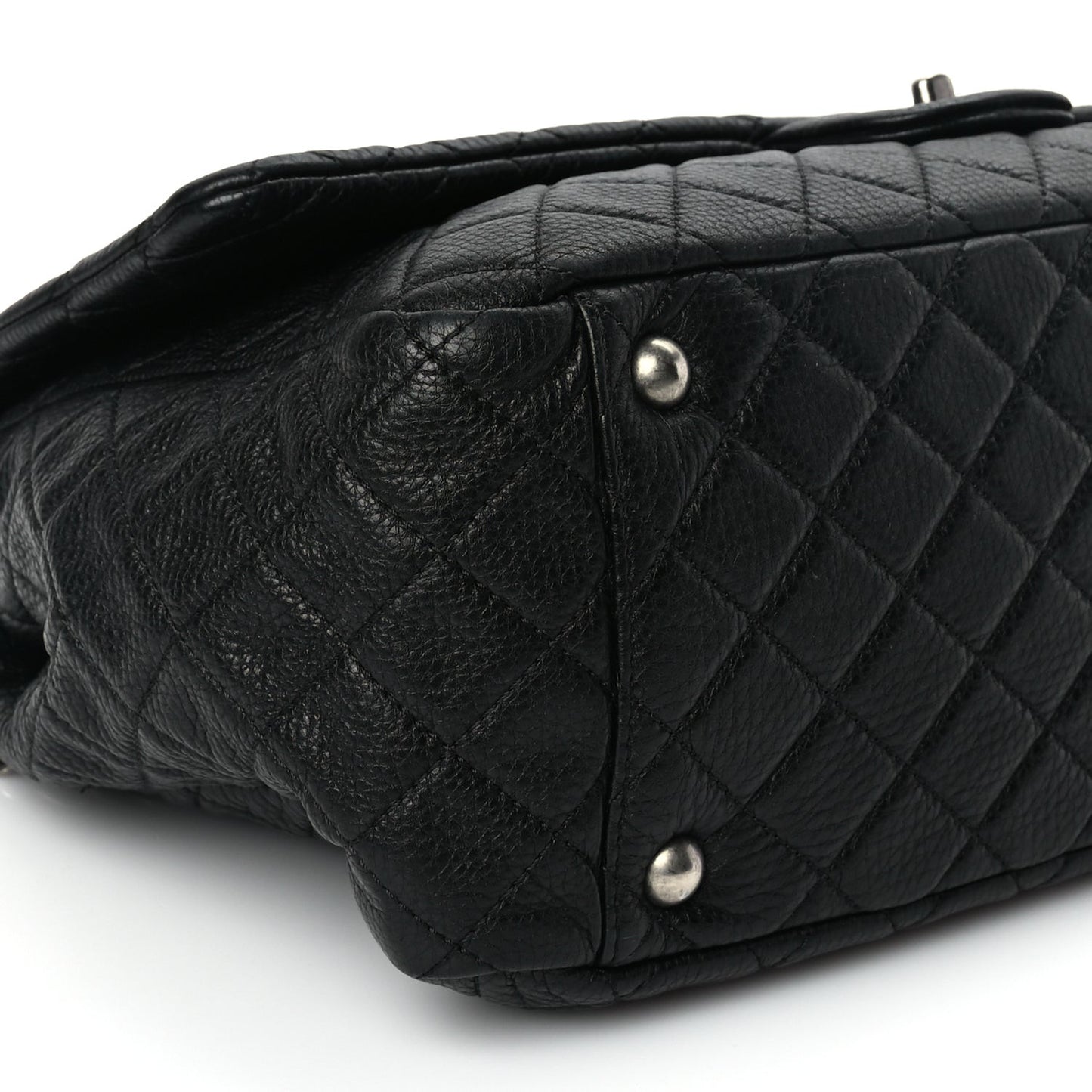 Calfskin Quilted XXL Travel Flap Bag Black