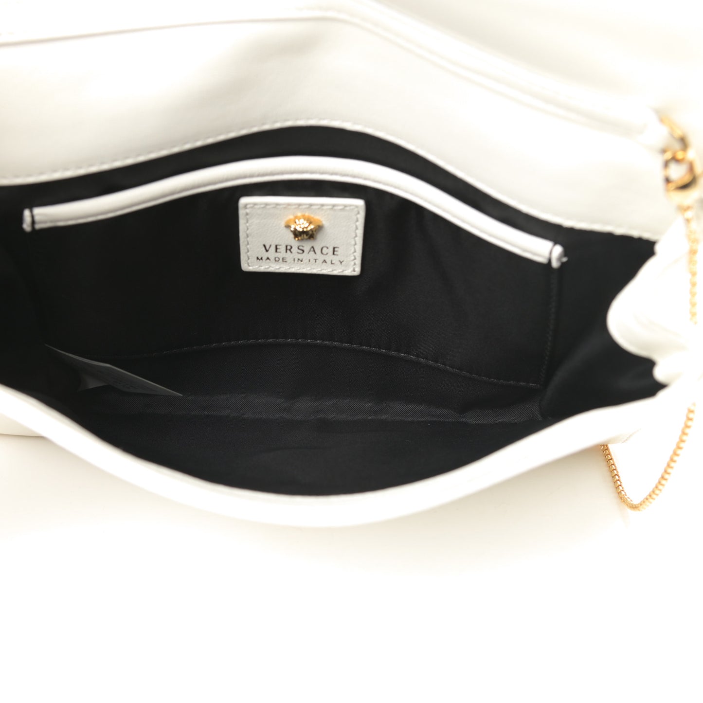 Calfskin Palazzo Chain Evening Bag White