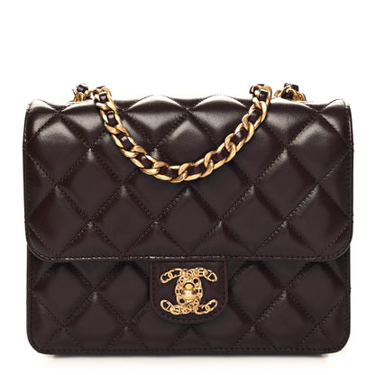 Chanel Shiny Lambskin Quilted Mini Flap Burgundy 1 of 11