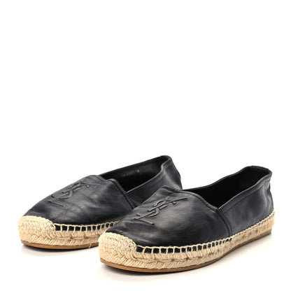 Saint Laurent Lambskin Monogram Espadrilles 38 Black 4 of 10