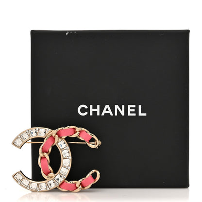 Chanel Lambskin Baguette Crystal CC Chain Brooch Pink Gold 4 of 4