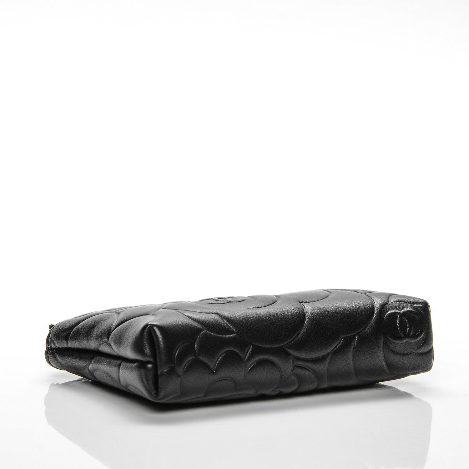 Chanel Lambskin Camellia Embossed Key Holder Case Black 4 of 7