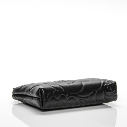 Chanel Lambskin Camellia Embossed Key Holder Case Black 4 of 7