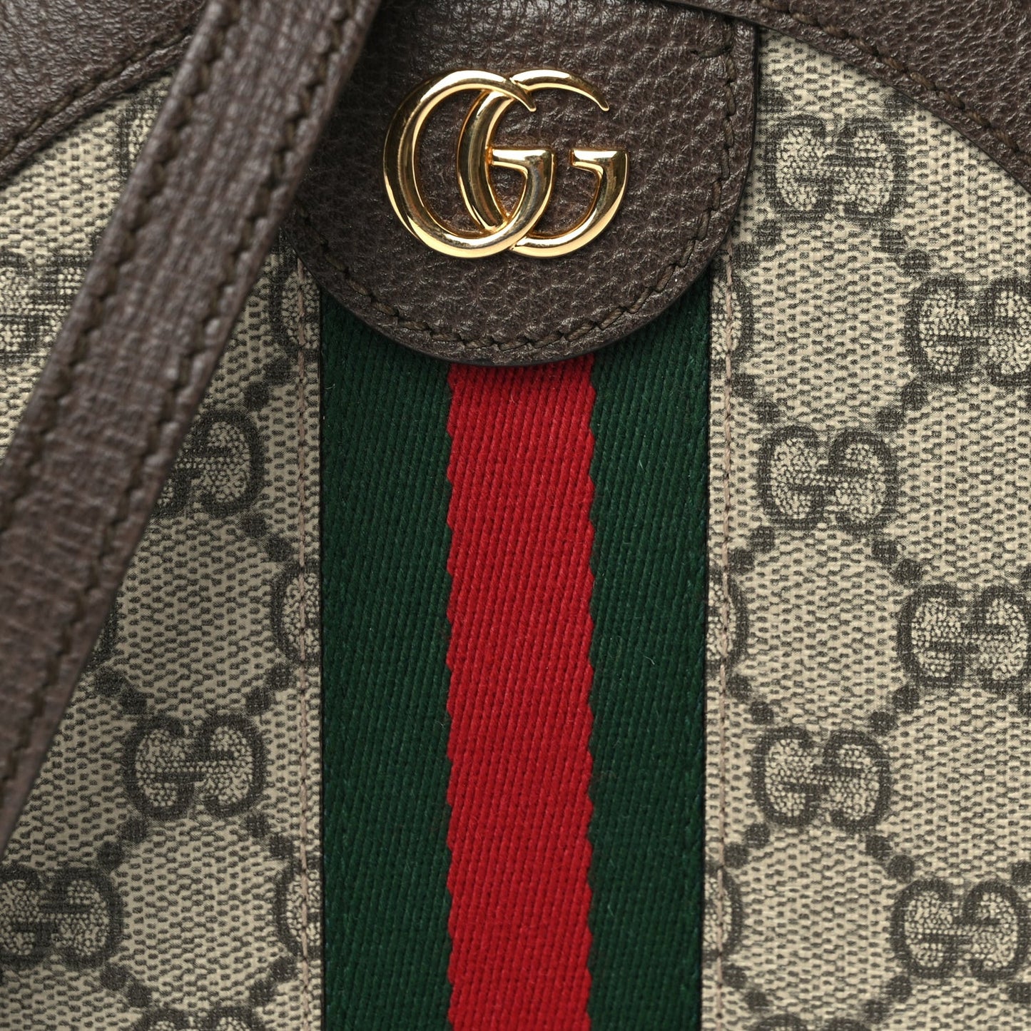 GG Supreme Monogram Web Mini Ophidia Round Shoulder Bag Brown