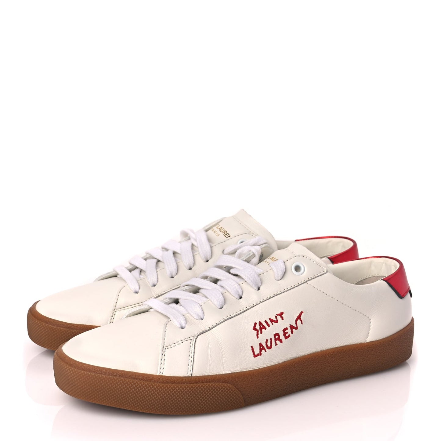 Calfskin Embroidered Court Classic Sneakers 41 Red Nero