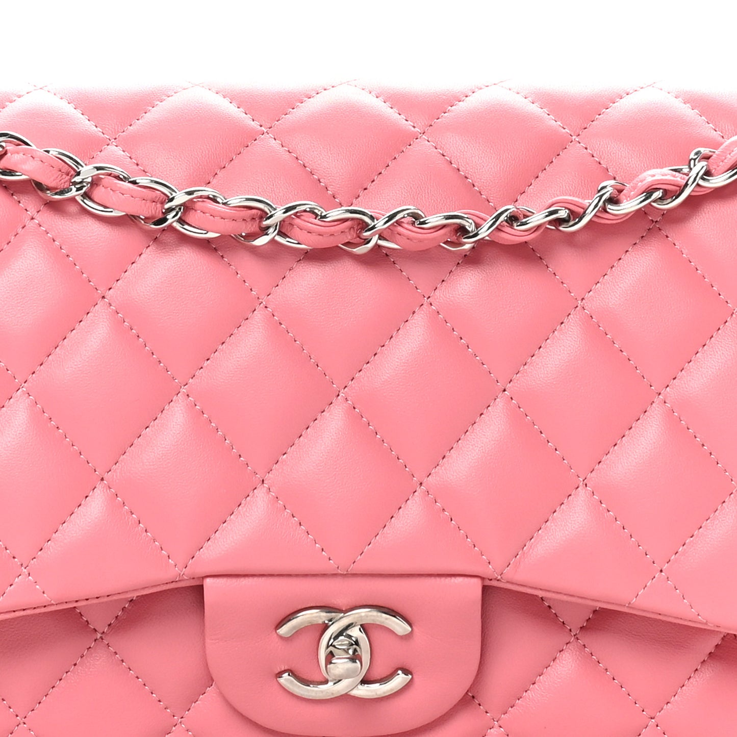 Lambskin Quilted Jumbo Double Flap Pink