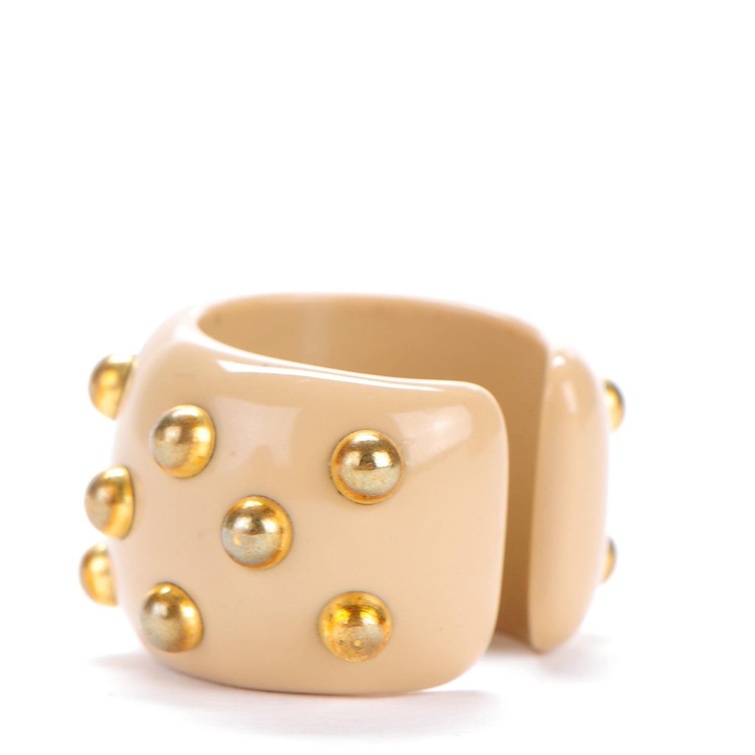 Chanel Resin Studded CC Ring Dark Beige 6.5 3 of 3