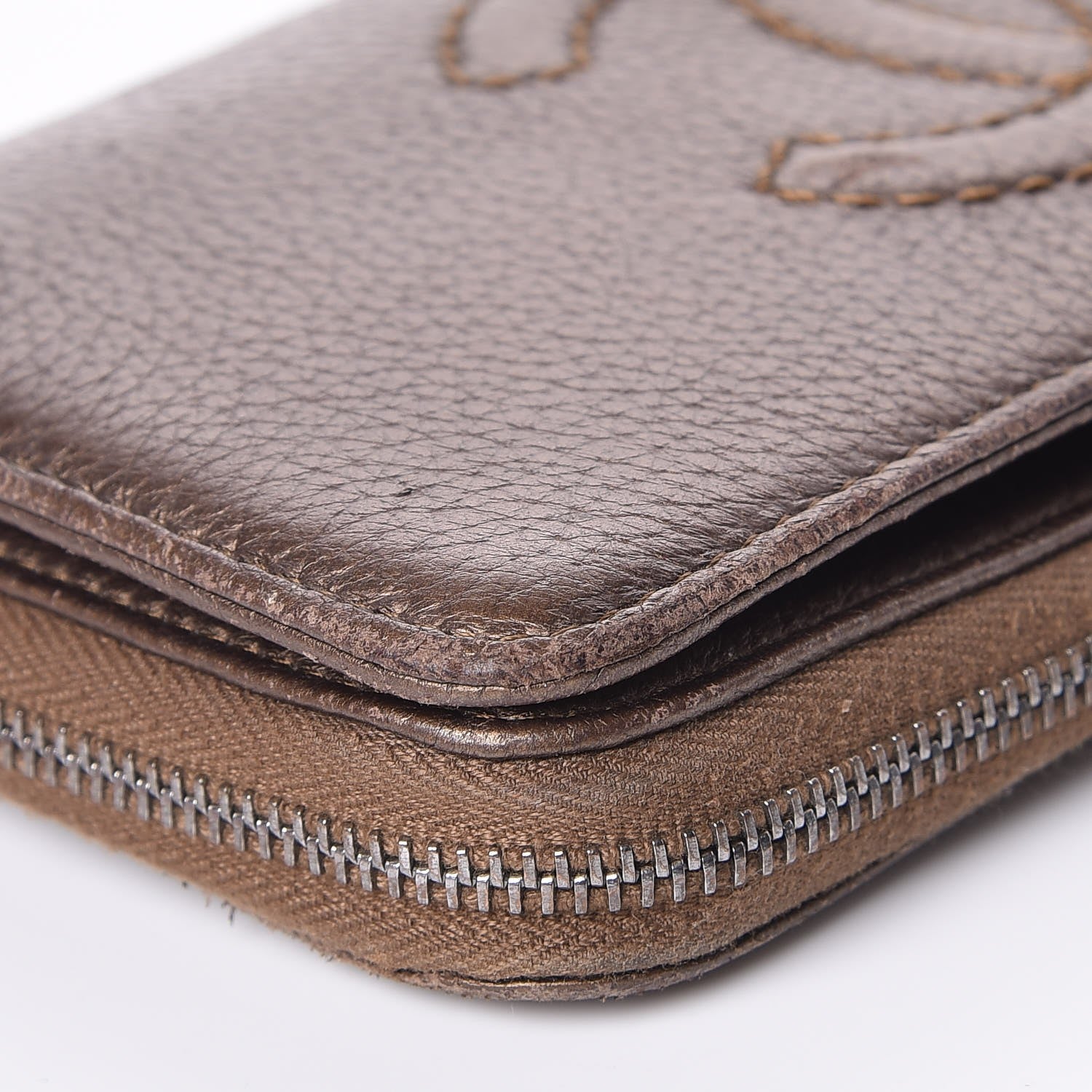 Chanel Metallic Calfskin Large Timeless Zip Around Wallet Brown 13 of 16