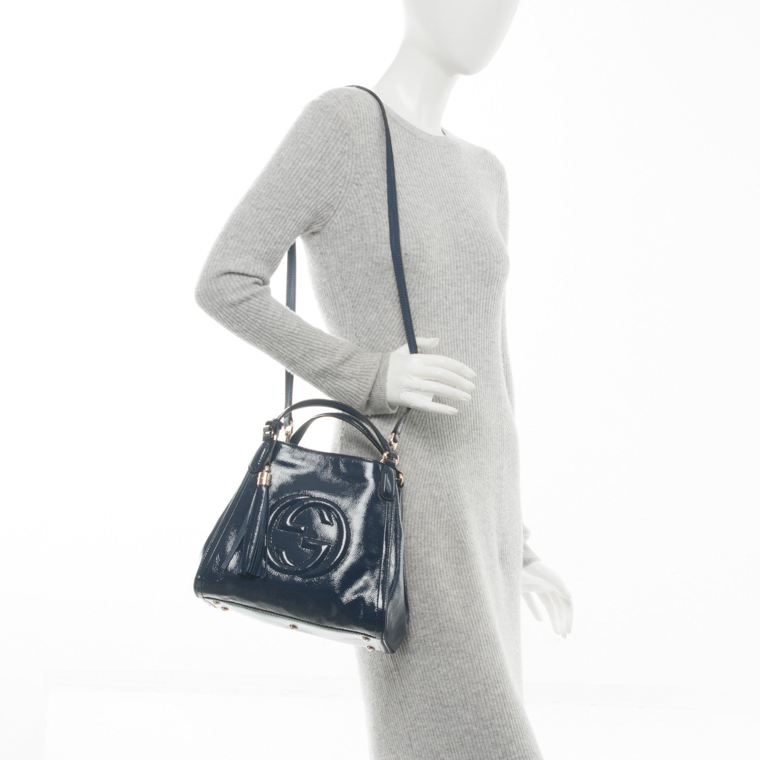 Gucci Vernice Naplack Small Soho Shoulder Bag Uniform Blue 2 of 7