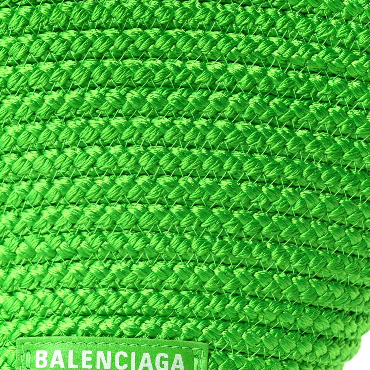 Nylon Lambskin Woven Small Ibiza Basket With Strap Green