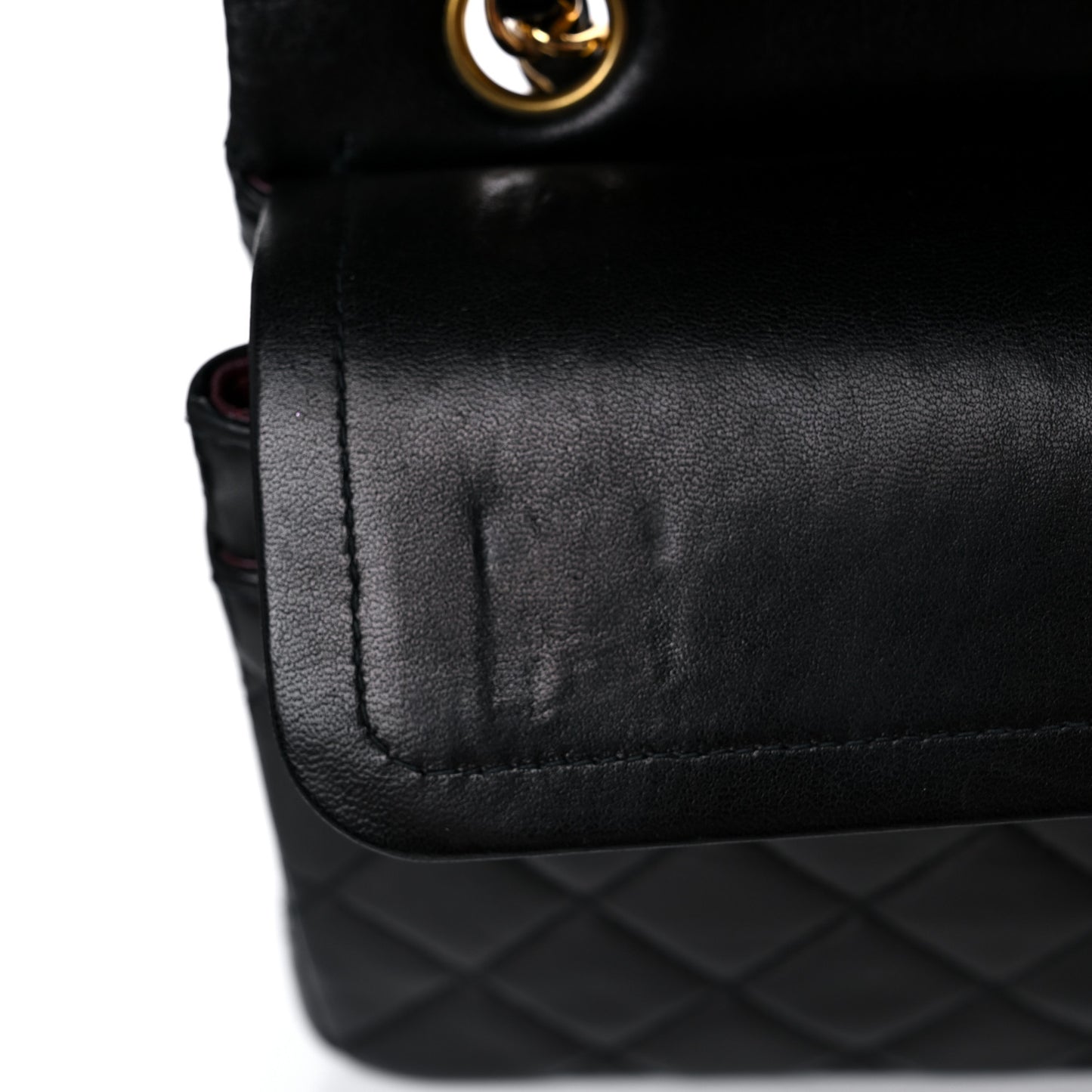 Lambskin Quilted Medium Double Flap Black