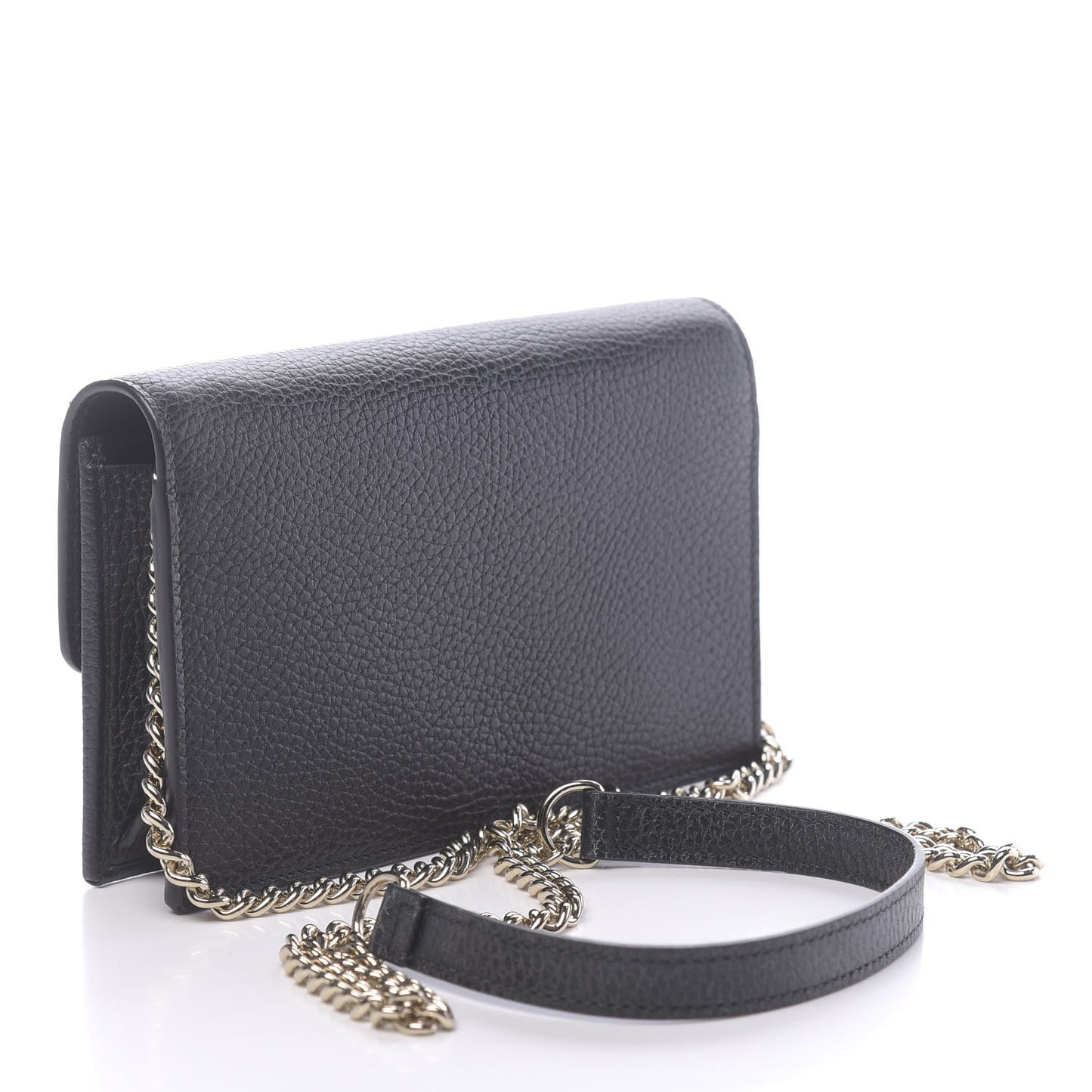 Dollar Calfskin Interlocking G Chain Wallet Black