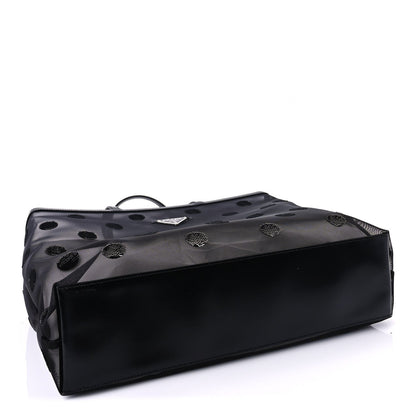 Prada Mesh Sequin Spazzolato Polka Dot Triangle Logo Tote Black 4 of 8