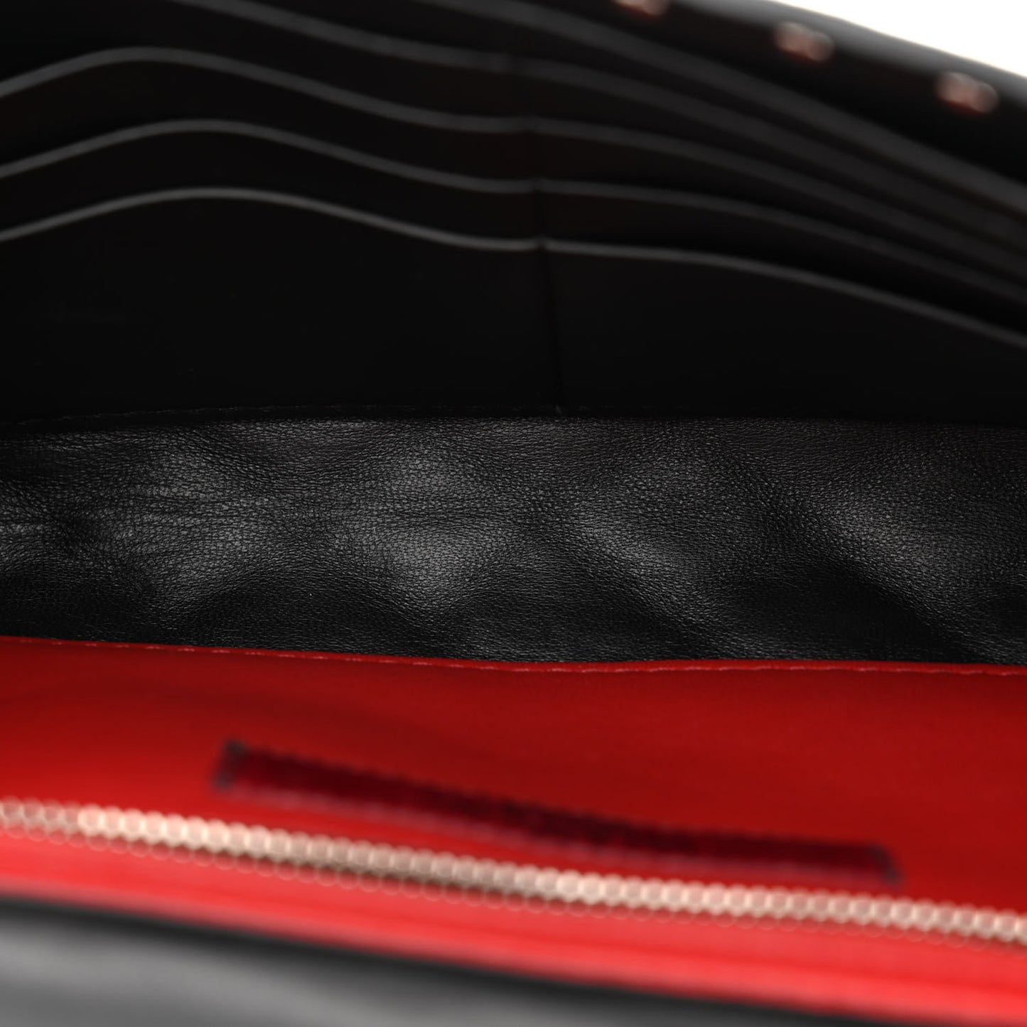 Metallic Nappa Rockstud Spike Wallet on Chain Silver