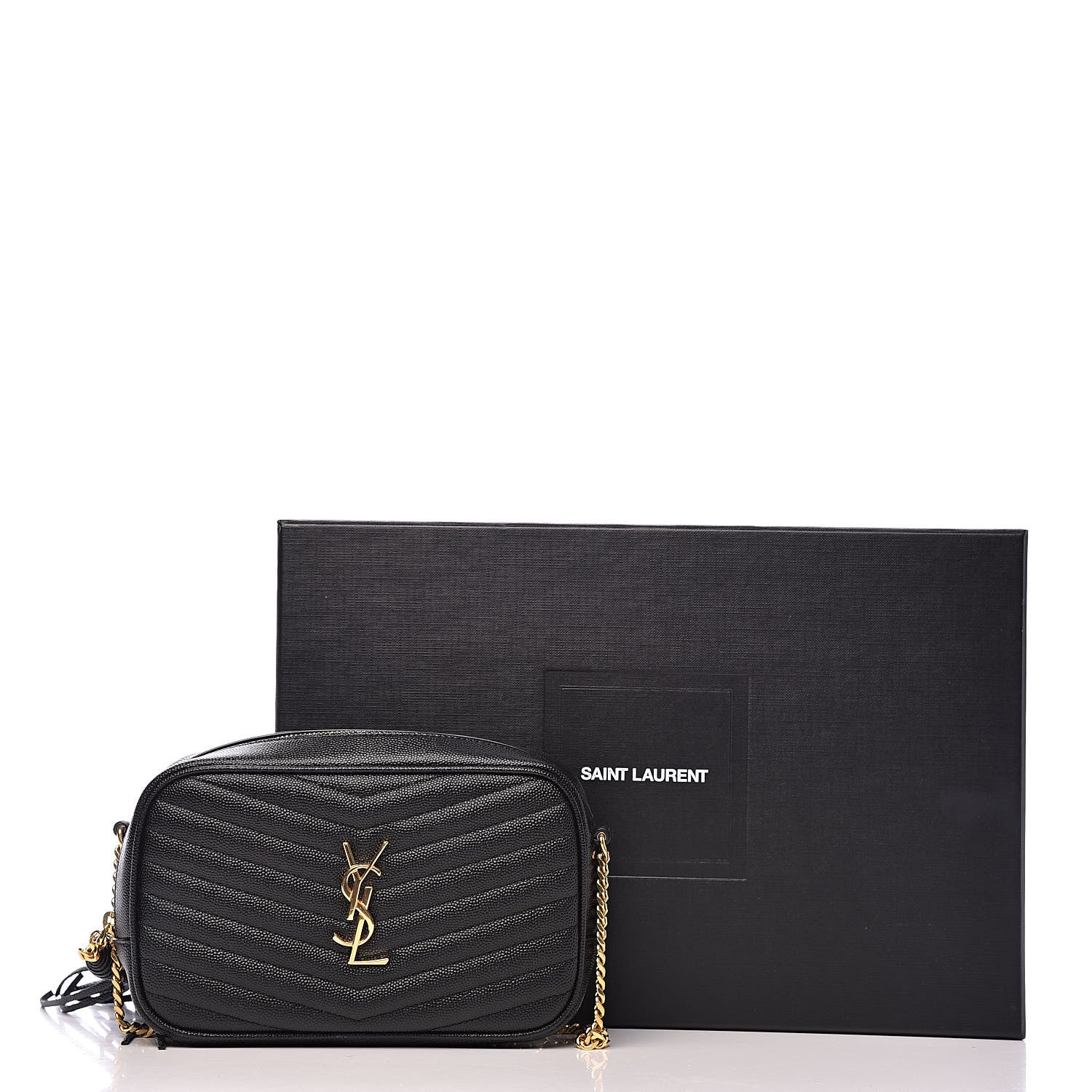 Saint Laurent Grain De Poudre Matelasse Monogram Mini Lou Camera Bag Black 10 of 10