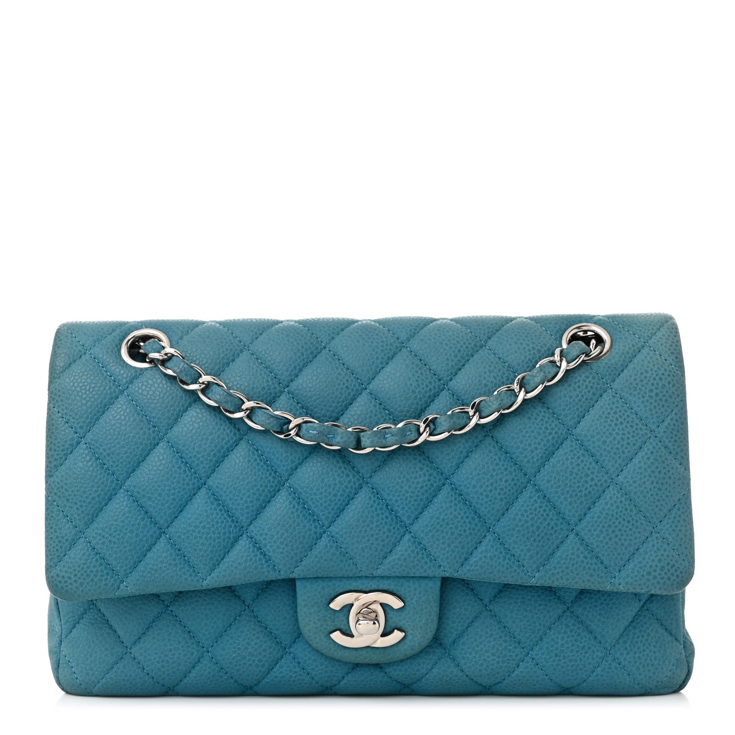 Chanel Iridescent Caviar Quilted Medium Double Flap Blue 1 of 11