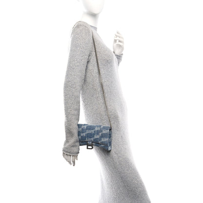 Balenciaga Denim BB Monogram Hourglass Chain Bag Blue 2 of 11
