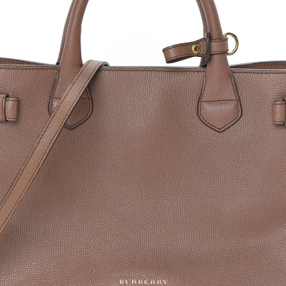 Burberry Grainy Calfskin House Check Medium Banner Tote  Tan 6 of 8